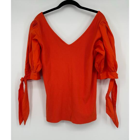 Anthropologie Maeve Puff Sleeved Ribbed V-neck - Picture 7 of 9